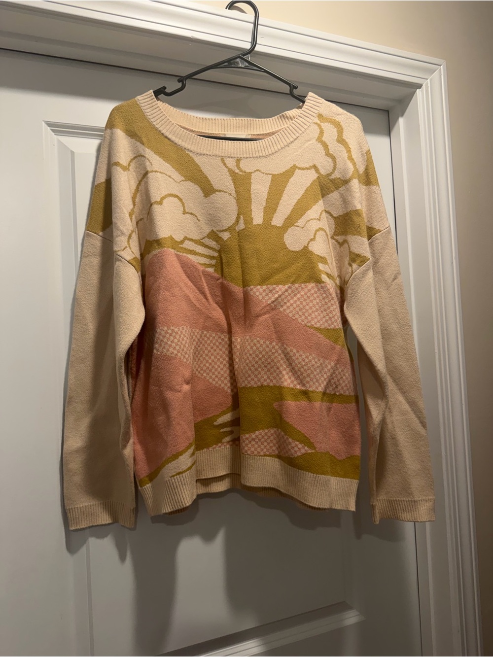 Altar'd State Cream and Mustard Knit Sweater
